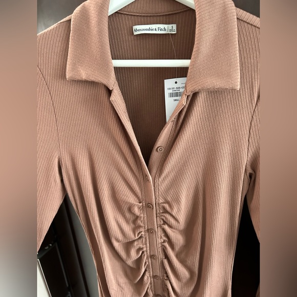 NEW Abercrombie & Fitch Ribbed Button Down Midi Dress - Picture 6 of 6